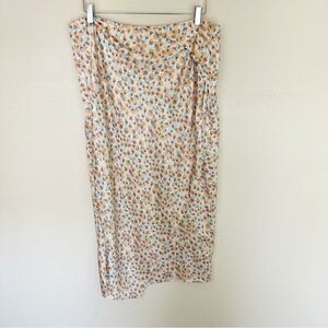 Vince Floral yellow Midi satin skirt 12